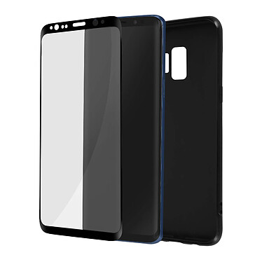 Avizar Coque pour Samsung Galaxy S9 Souple Noir et Verre Trempé 9H  Contour Noir