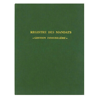 ELVE Registre MANDAT GESTION IMMOBILIERE 32X25 cm 200 Pages Vert