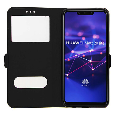 Avizar Housse Huawei Mate 20 lite Etui Double Fenêtre Coque Silicone - noir pas cher