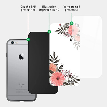 Acheter Evetane Coque en verre trempé iPhone 6/6S Fleurs roses