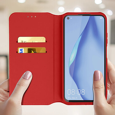 Avis Avizar Housse Huawei P40 Lite Étui Folio Portefeuille Fonction Support rouge