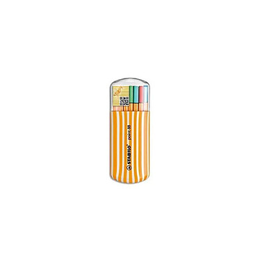 STABILO Étui Zebrui de 20 Stylos-Feutre POINT 88 Pointe Fine 0,4 mm avec attache couleurs assorties