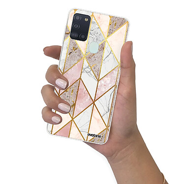 Evetane Coque Samsung Galaxy A21S 360 intégrale transparente Motif Marbre Rose Losange Tendance pas cher