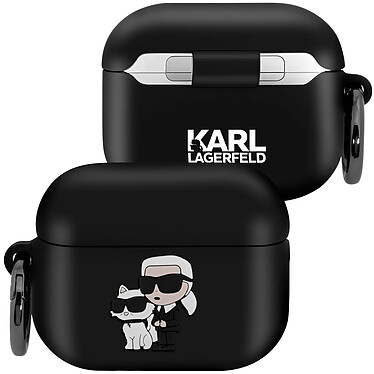 Karl Lagerfeld Coque pour AirPods Pro 2 Antichoc Souple avec Anneau Noir