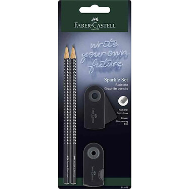 FABER-CASTELL Kit d'écriture GRIP SPARKLE, noir