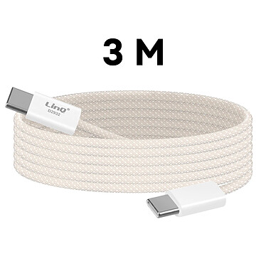 Avis LinQ Câble USB-C vers USB-C 60W Charge et Synchronisation 3 mètres Blanc