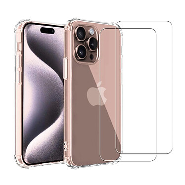 Acheter Evetane Coque iPhone 16 Pro Antichoc Silicone + 2 Vitres en verre trempe Protection ecran