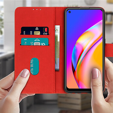 Avis Avizar Étui Oppo A94 5G Protection avec Porte-carte Fonction Support rouge