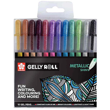 SAKURA Stylo roller encre gel Gelly Roll Metallic étui de 12