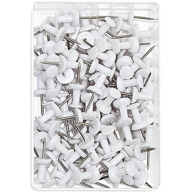 WEDO Boite de 100 Punaises 12 mm Tête 10 mm Blanc