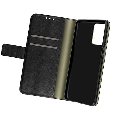 Avizar Housse Oppo A74 5G et A54 5G Aspect Grainé Clapet Portefeuille Stand Vidéo Noir