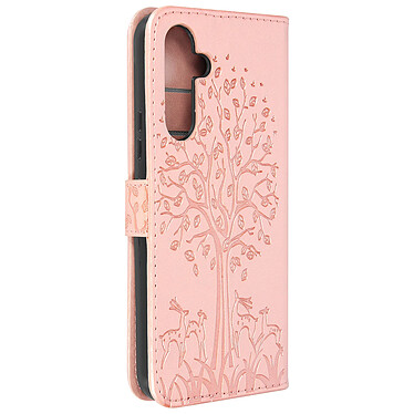 Avizar Étui Arbre et Cerf pour Samsung Galaxy A54 5G Portefeuille  Tree Cover Rose