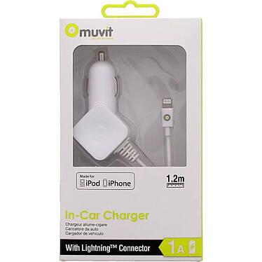 Avis Muvit Chargeur Voiture Allume cigare Lightning 1A 1,2M Blanc