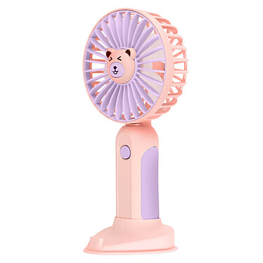 Avizar Mini Ventilateur de Poche Design Tête d'ours avec Support Bureau Rose Champagne