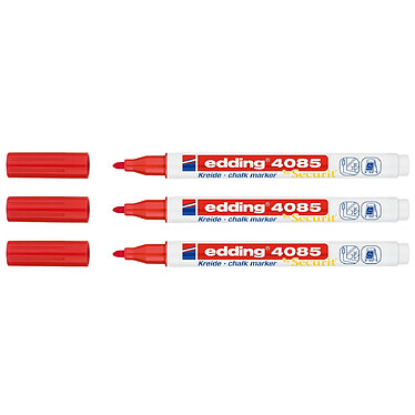 EDDING Marqueur Craie Liquide 4085 Rouge Pointe Ronde 1-2 mm x 3