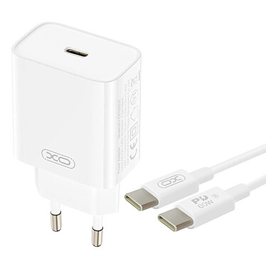 XO Chargeur Secteur USB-C Power Delivery 20W Compact avec Câble USB-C 60W Blanc