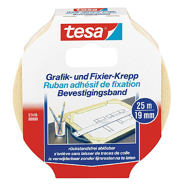 TESA Ruban crêpé pour fixation et graphique 19 mm x 25 m