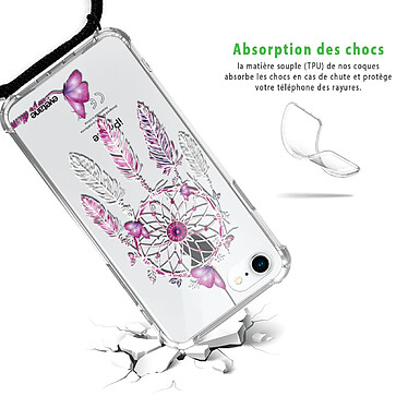 Avis Evetane Coque cordon iPhone 7/8/ iPhone SE 2020 noir Dessin Carpe diem