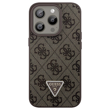 Guess Coque pour iPhone 15 Pro Élégant Imprimé 4G Caméra Surélevée Marron Foncé