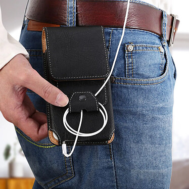 Acheter Avizar Étui Ceinture Smartphone 5.5 pouces Porte-carte Simili cuir Effet rétro Noir