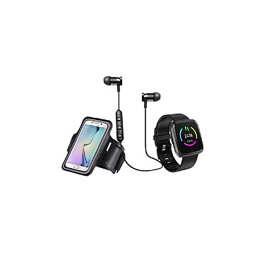 Blaupunkt - Set connecté de sport, écouteurs bluetooth, brassard pour téléphone et montre connectée - BLP1570-133 - Noir