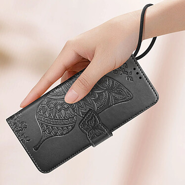 Acheter Avizar Étui Papillon Mandala pour Xiaomi Redmi 13 Portefeuille Dragonne Noir