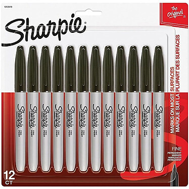 SHARPIE Pochette de 12 Marqueurs Permanents Pointe fine Noir