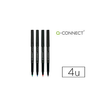 Q-CONNECT Pochette de 4 Stylos-feutre permanents pointe fine multi-supports cd/dvd plastique couleur noir x 4