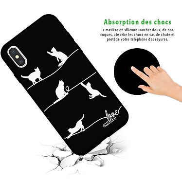 Avis Evetane Coque iPhone X/ Xs Silicone Liquide Douce noir Chat Lignes