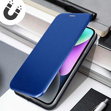 Acheter Avizar Housse pour iPhone 14 Plus Clapet Porte-carte Support vidéo Finition Satinée  bleu nuit