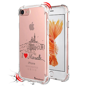 LaCoqueFrançaise Coque iPhone 7/8/ iPhone SE 2020 anti-choc souple angles renforcés transparente Motif J'aime Marseille