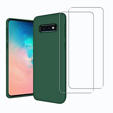 Acheter Evetane Coque Samsung Galaxy S10e Silicone liquide Vert Foret + 2 Vitres en Verre trempé Protection écran Antichocs