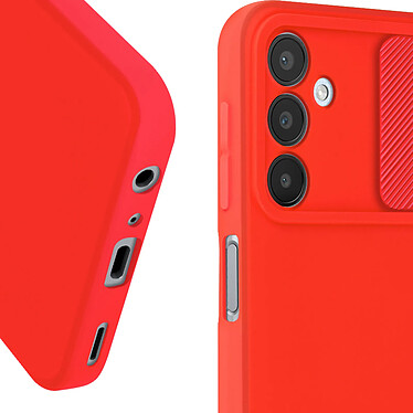 Avizar Coque pour Samsung Galaxy A25 5G Silicone Cache Caméra Coulissant Rouge pas cher