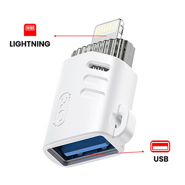 Avis XO Adaptateur OTG USB vers iPhone Lightning Charge Transfert de Données Blanc