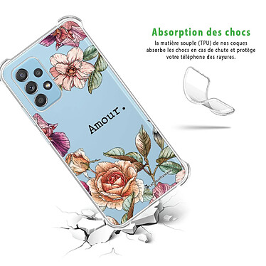 Avis LaCoqueFrançaise Coque Samsung Galaxy A52 Silicone antichocs Solides coins renforcés  transparente Motif Amour en fleurs