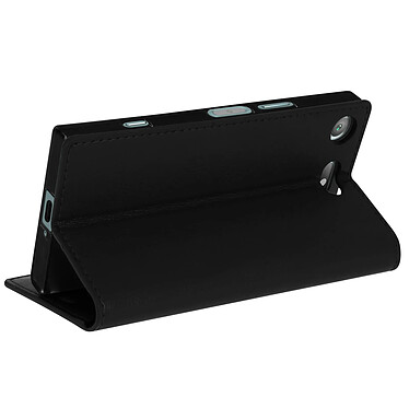 Avizar Etui Xperia XZ1 Compact Clapet Portefeuille Cuir - Fonction Stand Noir pas cher