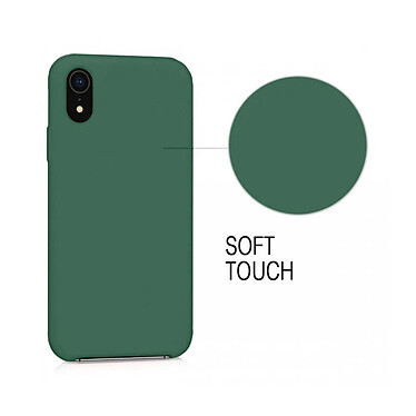 Evetane Coque iPhone XR Silicone liquide Vert Foret + 2 Vitres en Verre trempé Protection écran Antichocs pas cher