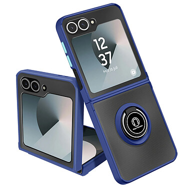 Avizar Coque pour Samsung Galaxy Z Flip 6 Bague Métallique Support Vidéo Bleu