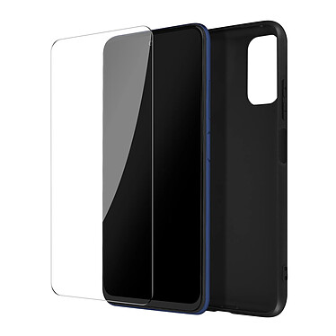 Avizar Coque pour Xiaomi Redmi Note 10 5G et Poco M3 Pro Souple Noir et Verre Trempé 9H  Transparent