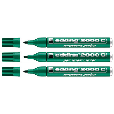 EDDING Marqueur Permanent 2000C Corps Alu Vert pointe Ronde 1,5-3 mm x 3