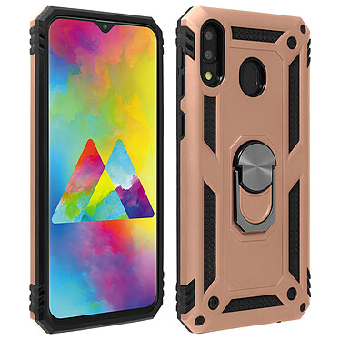 Avizar Coque Samsung Galaxy M20 Bi matière Rigide et souple Bague Support rose gold