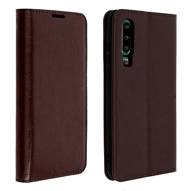 Avizar Etui folio Marron Cuir véritable pour Huawei P30