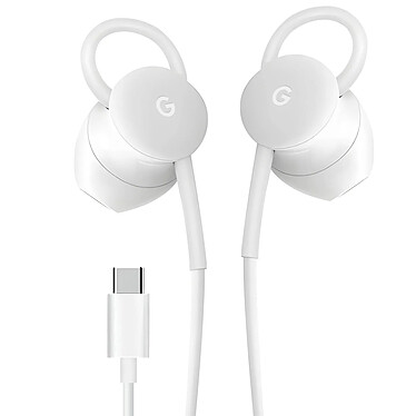 Google Écouteurs USB C avec Contrôle Volume Micro Assisant vocal Original Blanc