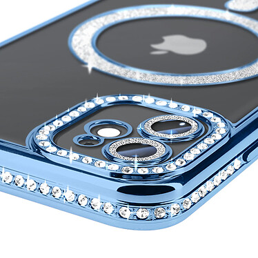 Avis Avizar Coque Diamant pour iPhone 11 Protection MagSafe Contour Strass Bleu Clair