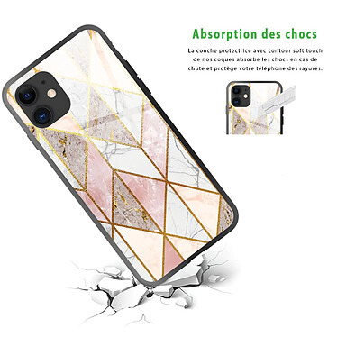 Avis Evetane Coque iPhone 11 Coque Soft Touch Glossy Marbre Rose Losange Design