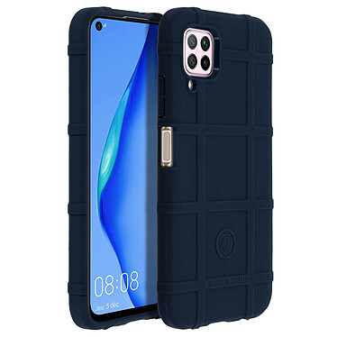 Avizar Coque Huawei P40 Lite Motif Carreaux Relief Souple Renforcé Anti-trace bleu nuit