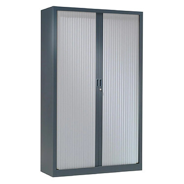 VINCO Armoire Monobloc H160xL120xP43 cm 3T Anthracite Rideaux Alu