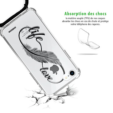 Avis Evetane Coque cordon iPhone 7/8/ iPhone SE 2020 noir Dessin Love Life