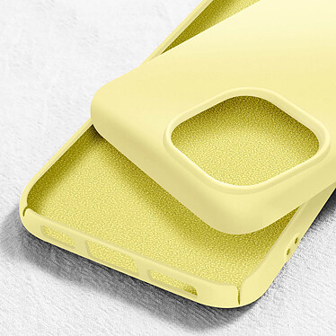 Avizar Coque pour iPhone 15 Pro Silicone Premium Semi rigide Finition Mate Douce  Jaune pas cher