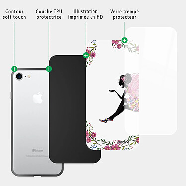 Acheter Evetane Coque iPhone 7/8/ iPhone SE 2020/ 2022 Coque Soft Touch Glossy Fée Fleurale Design